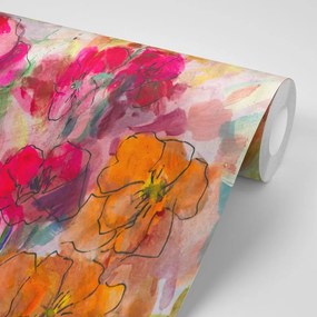 Tapeta  maľované kvetinové zátišie - 150x100