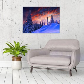 Sklenený obraz - Zimný súmrak (70x50 cm)