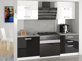 Kuchynská linka Belini 120 cm biely lesk / čierny lesk s pracovnou doskou Eleganta  INF ELEGANTA/2/WT/WB/0/D
