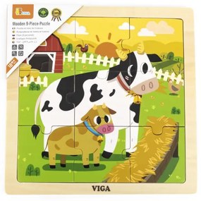 Puzzle na podstavci Viga 44623 9 dielikov - krava