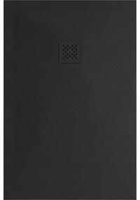 Mexen Stone+, obdĺžniková vanička z minerálneho kompozitu 100 x 90 cm, čierna, čierna krytka, 44709010-B