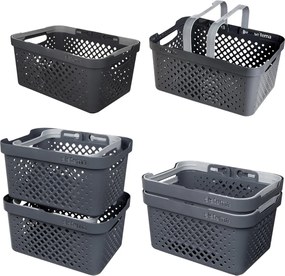 SISTEMA Multifunkčný košík s uchami, stohovateľný, antracit 41 x 29 x 19 (18,5l)