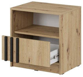 NOČNÝ STOLÍK LETIZIA S LAMELAMI DUB ARTISAN / ČIERNA