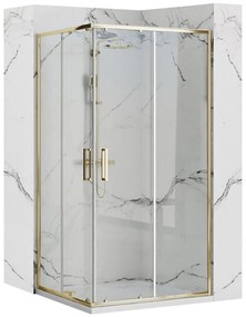 Rea Punto, sprchový kút s posuvnými dverami 80(dvere) x 100(dvere) x 190 cm, 5mm číre sklo, zlatý lesklý profil, REA-K6442