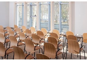 Hnedé/koňakovohnedé jedálenské stoličky v súprave s podrúčkami/stohovateľné 2 ks v dekore orecha Book – Gazzda