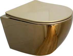 BPS-koupelny Závesná WC misa so SoftClose sedadlom HYD-4154, čierna/zlatá