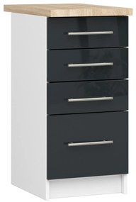 Dolná kuchynská skrinka Ozara S40 SZ4 (biela + grafit lesk). Akcia -20%. Vlastná spoľahlivá doprava až k Vám domov. 1071105