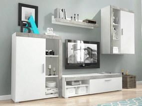 Obývacia stena Oli, biela/betón