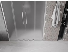 Mexen Velar L Duo, posuvné sprchové dvere do otvoru 140 cm, 8mm sklo námraza, chrómová, 871-140-003-32-01