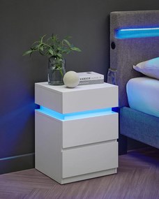 VASAGLE Nočný stolík s LED svetlom biely