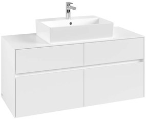 VILLEROY &amp; BOCH Collaro závesná skrinka pod umývadlo na dosku (umývadlo v strede), 4 zásuvky, 1200 x 500 x 548 mm, White Matt, C12800MS