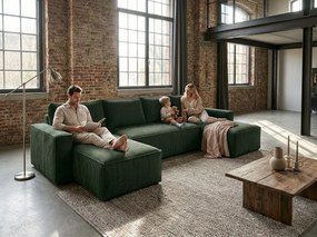 AKCIA Tmavozelená sedacia súprava do U SMART COSARO 295x140 cm II. akosť