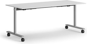 Mobilný stôl MATCH, 180x80 cm, sivá podnož, biela