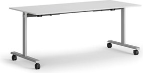 Mobilný stôl MATCH, 180x80 cm, sivá podnož, biela