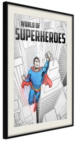 Artgeist Plagát - World of Superheroes [Poster] Veľkosť: 20x30, Verzia: Čierny rám s passe-partout