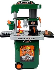 LEAN Toys Sada náradia v kufríku na kolieskach, dielňa, píla, skrutkovač