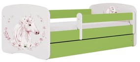 Letoss Detská posteľ BABY DREAMS 160/80 - Koník Zelená S matracom S uložným priestorom