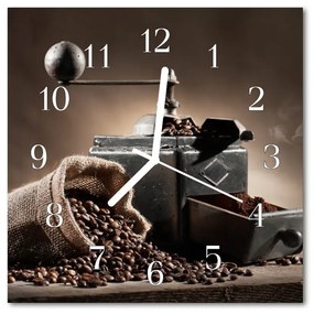 Nástenné sklenené hodiny Kávový šálka 30x30 cm