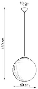 Závesné svietidlo Ugo, 1x biele sklenené tienidlo, (fi 40 cm), ch