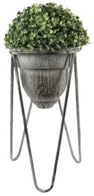 Šedý antik kovový stojan na kvety - Ø 23*40 cm