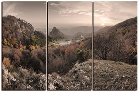 Obraz na plátne - Jesenná krajina pri západe slnka, Slovensko, Vrsatec 1260FB (90x60 cm  )