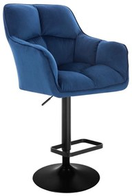LuxuryForm Barová stolička AMALFI VELUR na čiernom tanieri - modrá