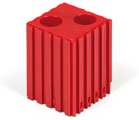 Plastový box na náradie s valcovou stopkou D18, modul 5x5, 2 dutiny, červená