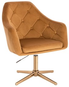 LuxuryForm DESIGN Kreslo ANDORA VELUR na zlatom kríži - hnedé