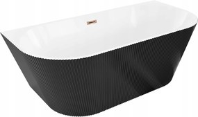 Mexen Oris voľne stojaca vaňa 170x80 biela/čierna, prepad ružové zlato