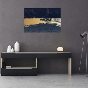 Obraz - Modrá a zlatá abstrakcia N⁰2 (90x60 cm)