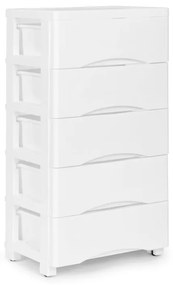 Regál s 5 zásuvkami v bielej farbe