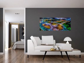 Obraz - panoráma nočného mesta (120x50 cm)