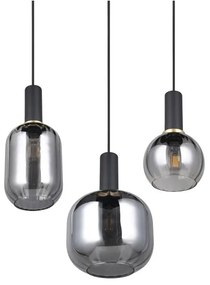 Čierne závesné svietidlo so skleneným tienidlom Diva – Trio