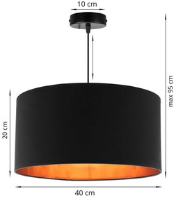 Závesné svietidlo SHADE, 1x textilné tienidlo (výber zo 4 farieb), (výber z 3 farieb konštrukcie), (fi 40cm), G