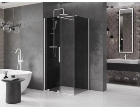 Mexen Velar, sprchový kút s posuvnými dverami 140 x 90 cm, 8mm šedé sklo, biela matná, 871-140-090-41-20