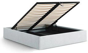 Svetlosivá čalúnená dvojlôžková posteľ s úložným priestorom/bez čela s roštom 140x200 cm Susan – Micadoni