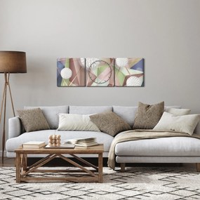 Obraz - 3D Abstrakcia v pastelových farbách (s hodinami) (90x30 cm)