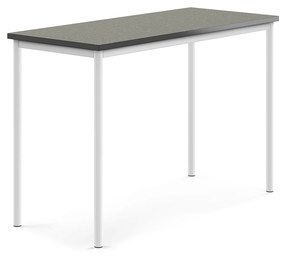 Stôl SONITUS, 1400x600x900 mm, linoleum - tmavošedá, biela