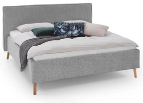 Svetlosivá čalúnená dvojlôžková posteľ s úložným priestorom s roštom 180x200 cm Riva – Meise Möbel
