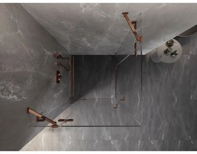 Mexen Lunar Duo, výklopný sprchový kút 90 x 90 cm, 8mm číre sklo, profil ružové zlato, 834-090L-090P-60-00