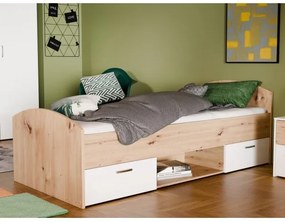Jednolôžková posteľ s úložným priestorom URO 90x200 cm dub artisan/biela