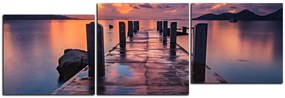 Obraz na plátne - Krásny západ slnka nad jazerom - panoráma 5164D (120x40 cm)