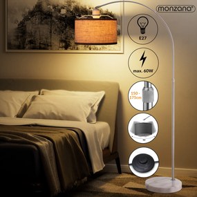 InternetovaZahrada Oblúková stojanová lampa s mramorovou základňou
