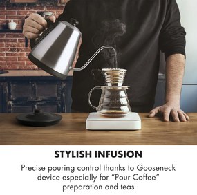 Klarstein Garcon, rýchlovarná kanvica, 1 l, 2000 W, funkcia udržania tepla, husí krk, nehrdzavejúca oceľ