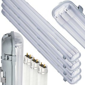 SADA 4 LED garážových lámp, 120 cm prémiové hermetické svietidlo + LED trubica