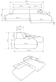 Rohová rozkladacia sedacia súprava s úložným priestorom do tvaru L PRATO pravá béžová