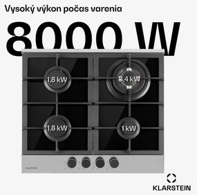Klarstein Alchemist, plynová varná doska, 4 hliníkové horáky, sklokeramika, čierna