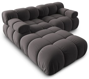 Tmavosivá zamatová rohová pohovka Bellis – Micadoni Home