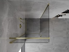 Mexen Mist-B, 1-krídlový výklopný sprchový kút 95 x 95 cm, číre sklo, zlatý lesklý profil, 8A2T-095-095-50-00