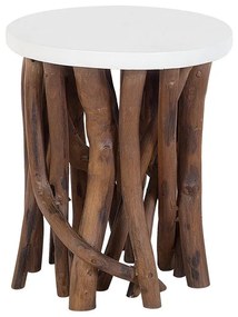 Odkladací stolík biela/tmavé drevo HOUMA Beliani